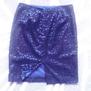 Black Lace Skirt w/Blue Satin Lining